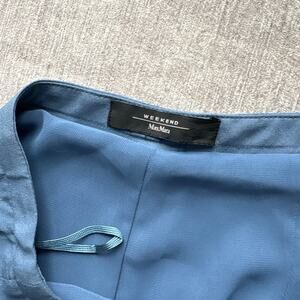 Weekend Max Mara Blue Grey Silk Maxi Skirt